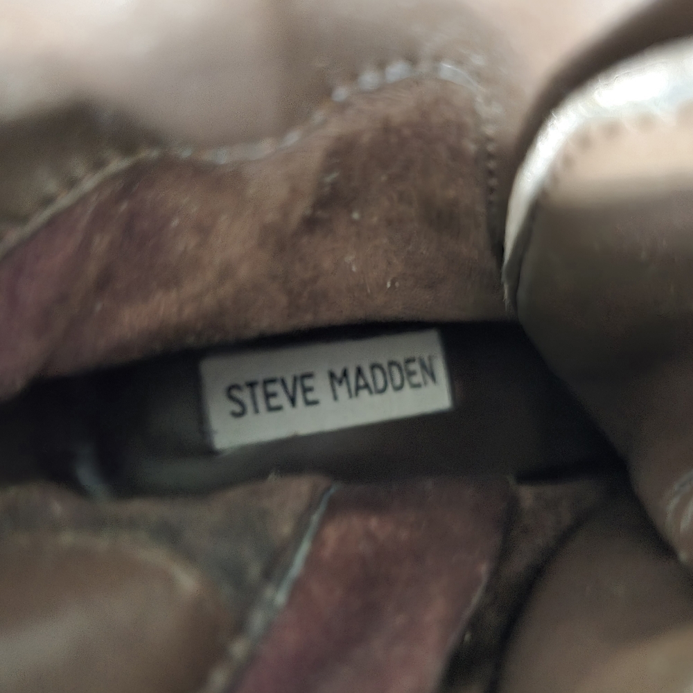 Steve Madden Frost Brown Velvet Lace-Up Ankle Boots Size 7.5M - Picture 7 of 10